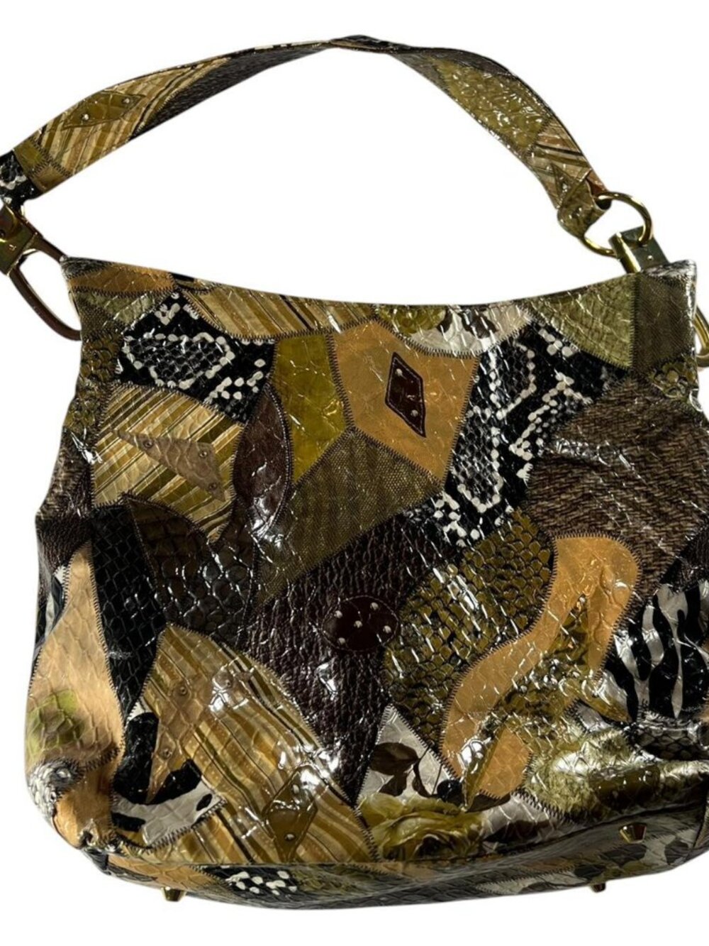 Vintage Patchwork Snakeskin Leather Shoulder Bag